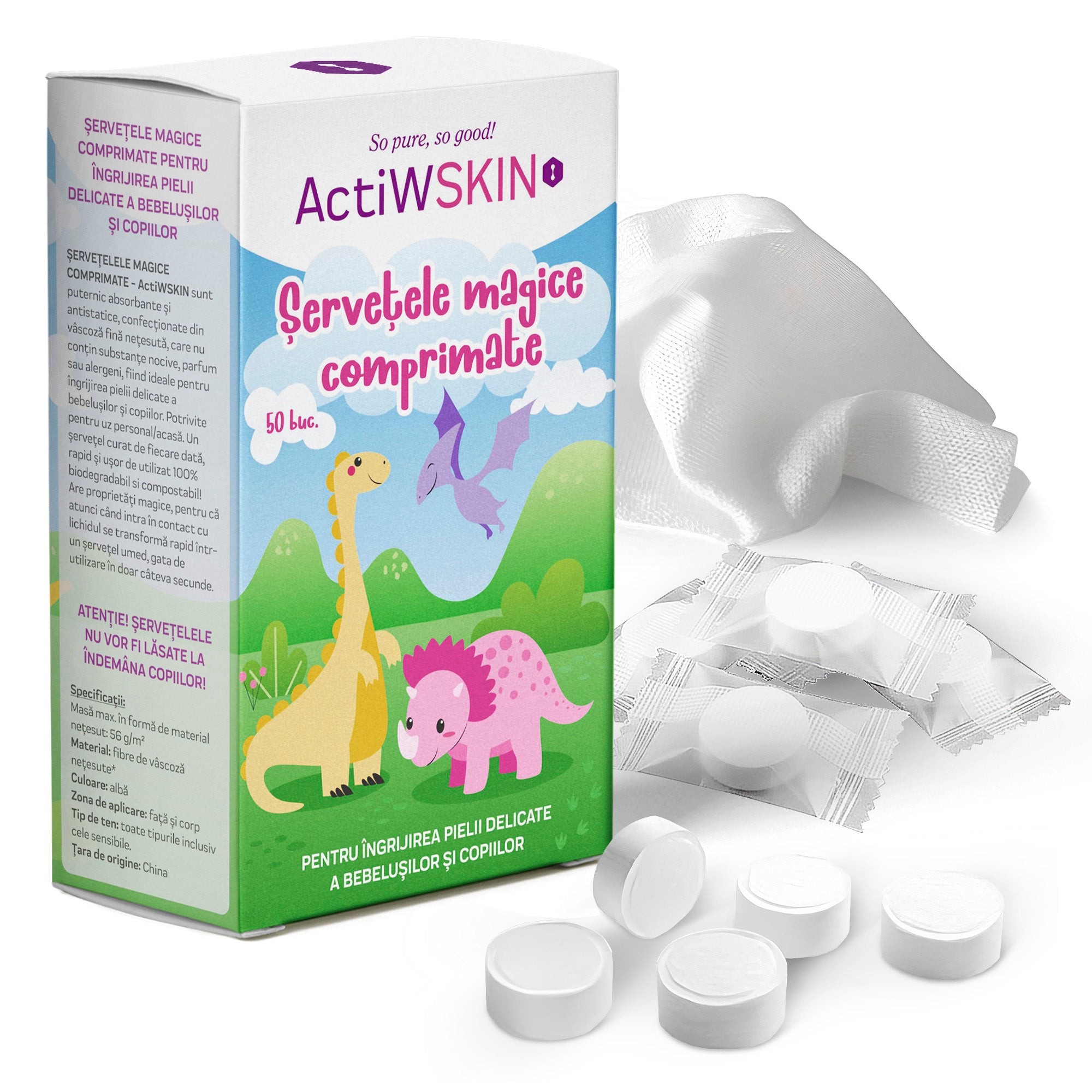 ActiWSKIN - Șervețele Magice Comprimate (50 buc.)